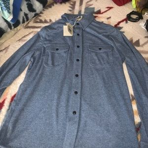 Mens suze medium faherty blue twill long sleeve
